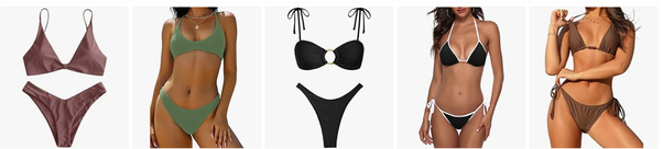 ✅ Minimalist and Dark Bikini – Billie Eilish usually prefers dark or neutral-colored clothing, so if you want to adopt her style, a black or olive green bikini could be a great choice. Check out this stylish bikini on Amazon.